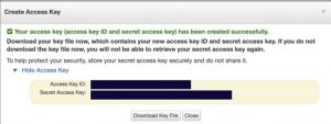 amazon s3 create access key