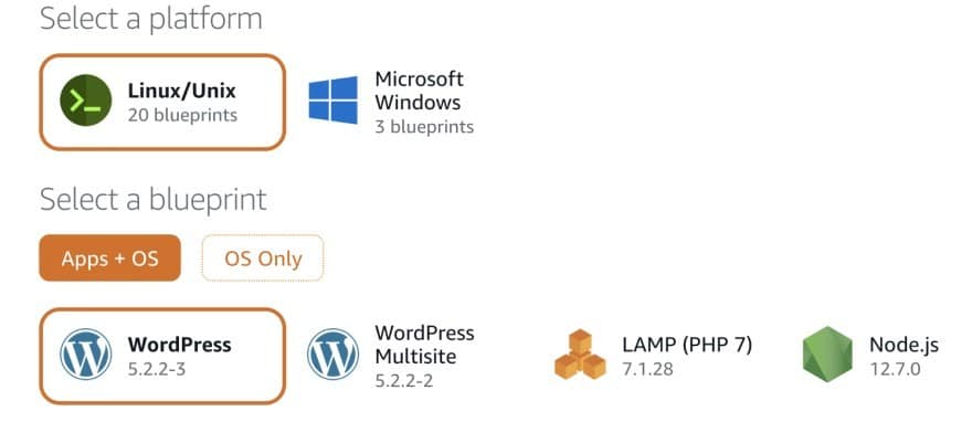 Pre-configured WordPress blog on Lightsail