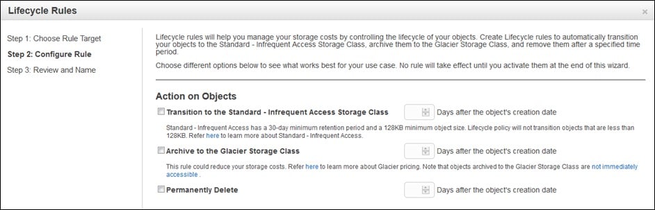 AWS S3 Lifecycle Policy - configure rules