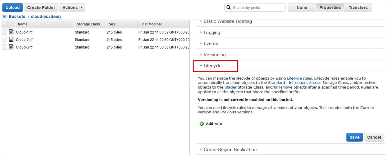 AWS S3 Lifecycle Policy - how to set a lifecycle policy