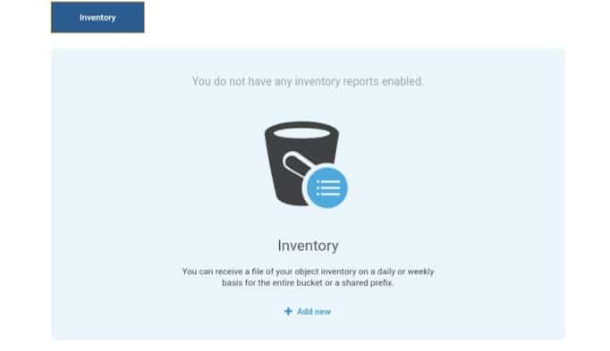 Configure AWS S3 Inventory - add new