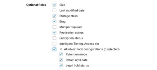 Configure AWS S3 Inventory - optional fields