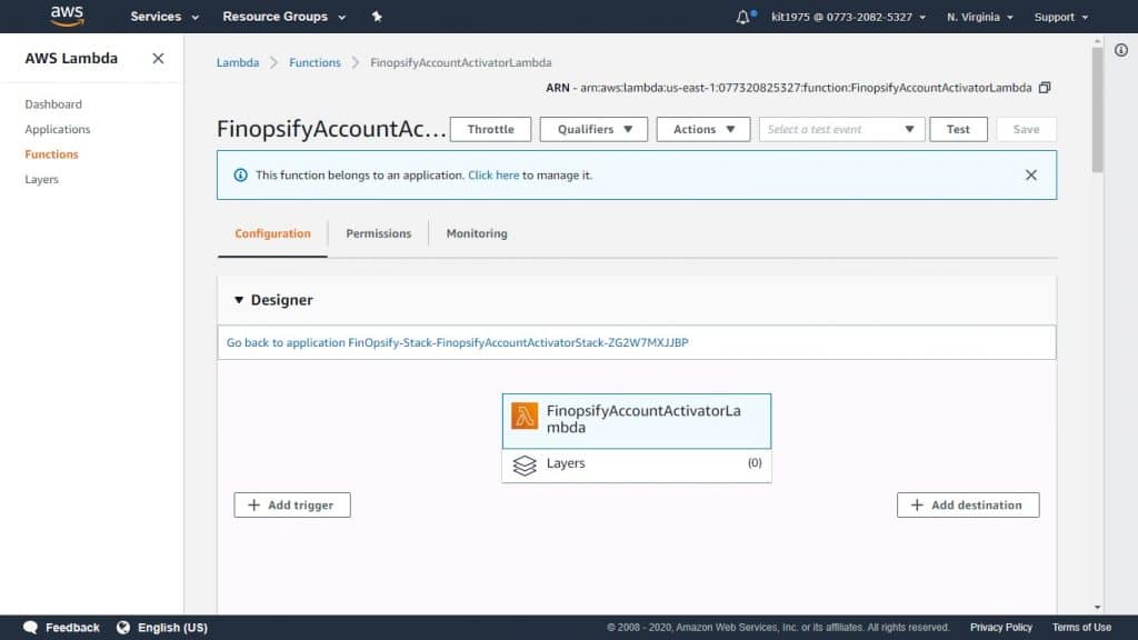 AWS Lambda EventSourceMapping - functions page