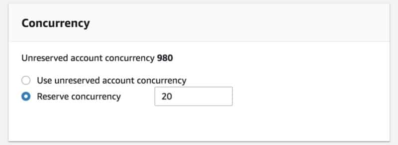 AWS Lambda Reserved Concurrency - reserve