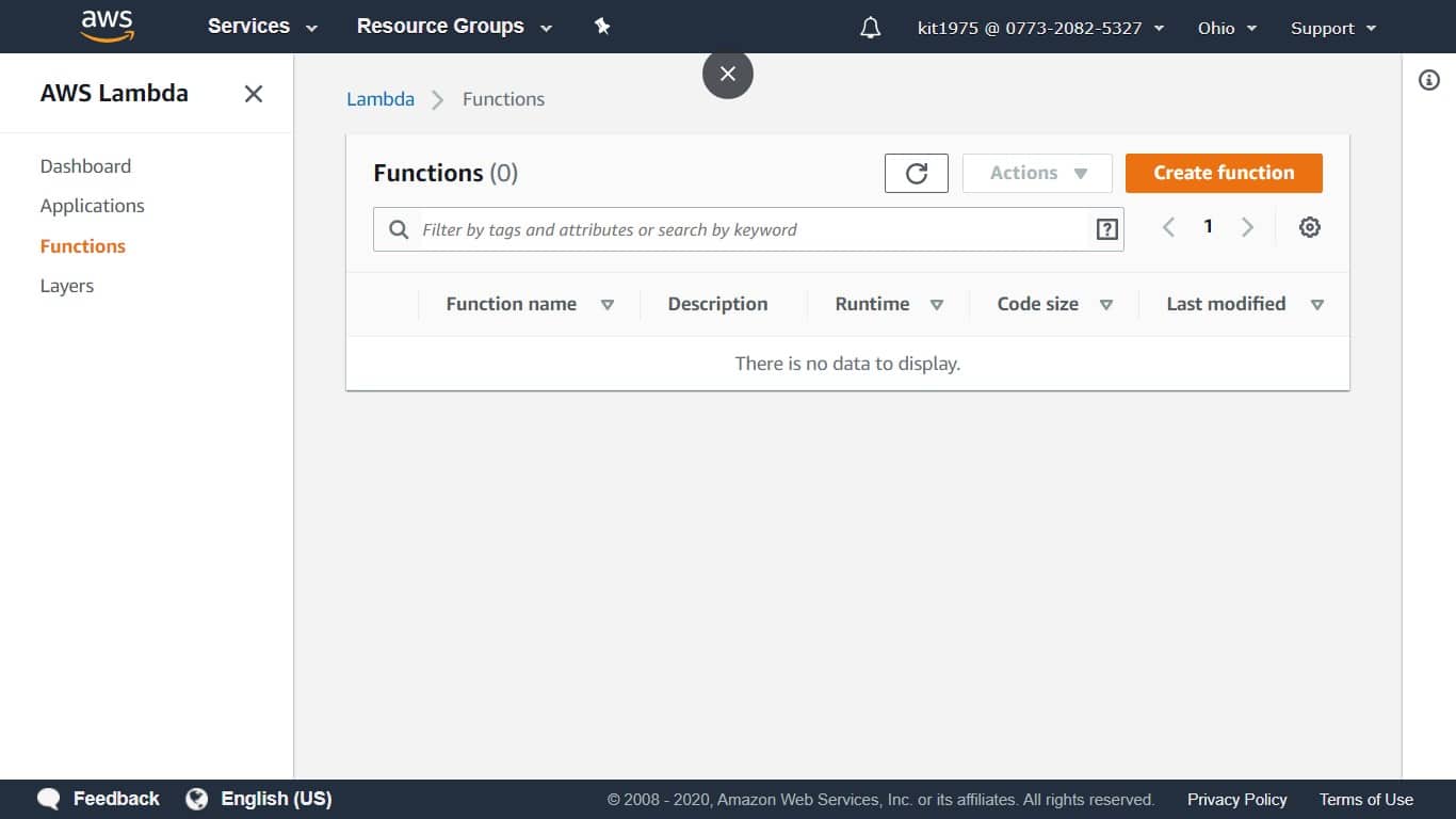 Aws Lambda Concurrency - lambda functions page