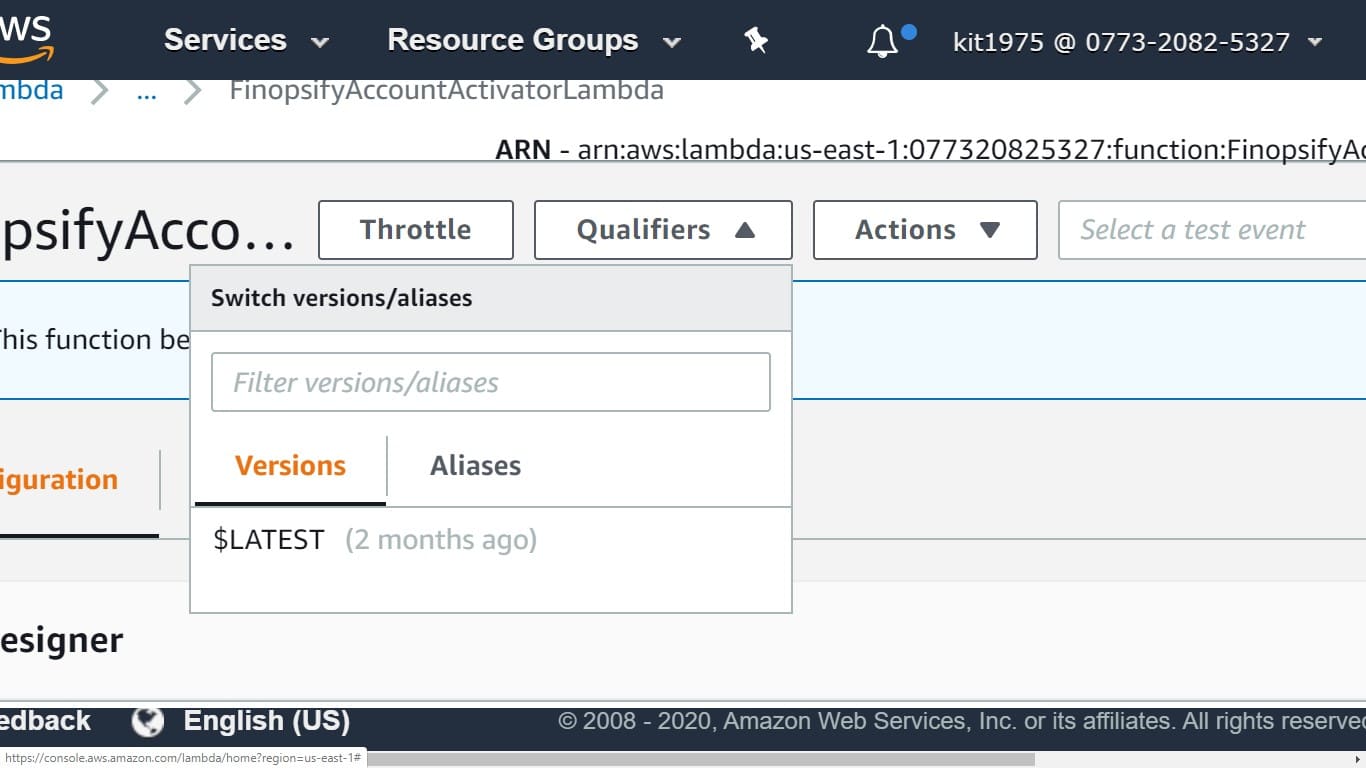 aws lambda triggers - qualifiers