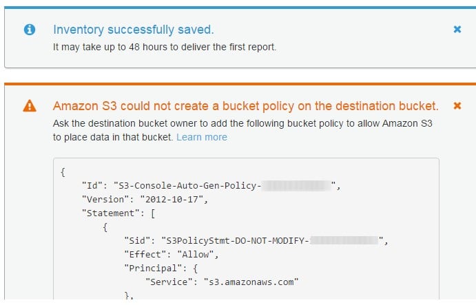 S3 Inventory Configuration - bucket policy