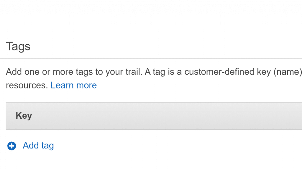 AWS CloudTrail Create Trail - Add Tags
