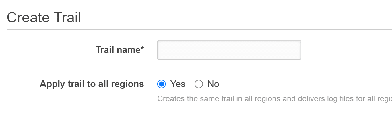 AWS CloudTrail Create Trail - Enter a Trail Name