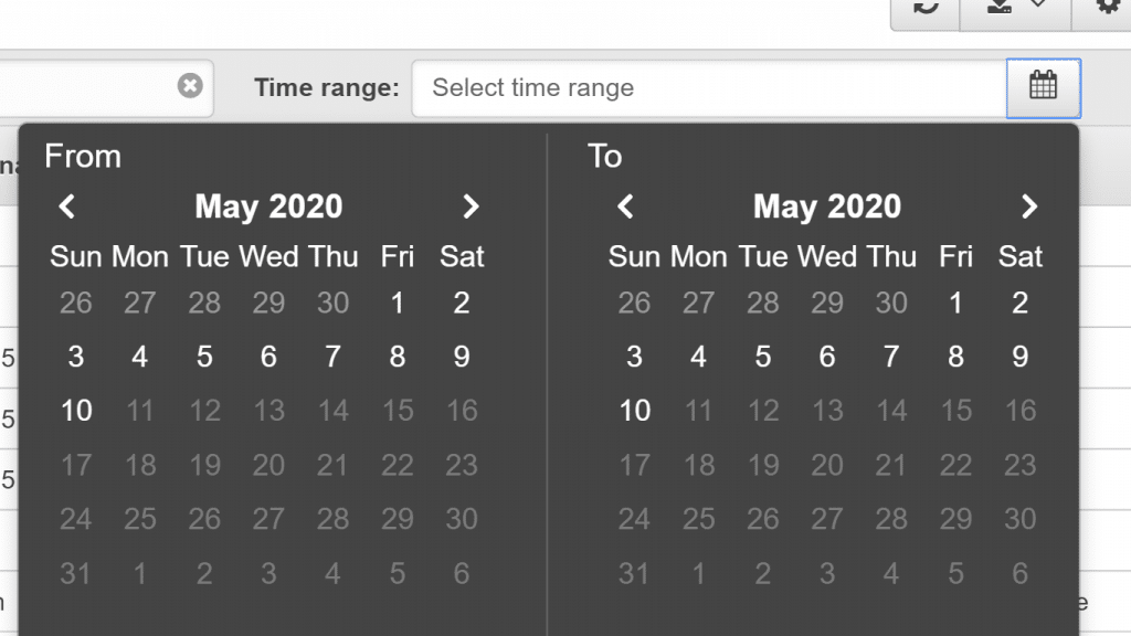 AWS CloudTrail View Events in Console - Calendar for Time Range