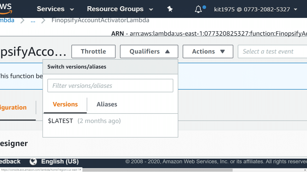 AWS Lambda Trigger - Select Version for adding triggers