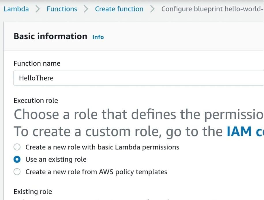 AWS Lambda - AWS Lambda Use an existing role