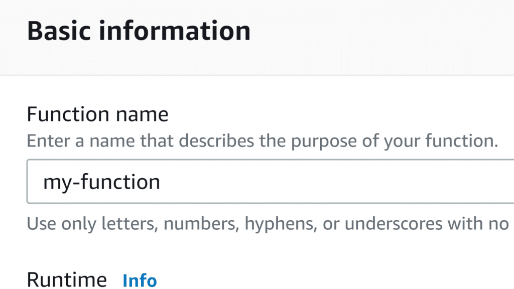 AWS Lambda How to Create a Function - AWS Lambda Enter Function Name