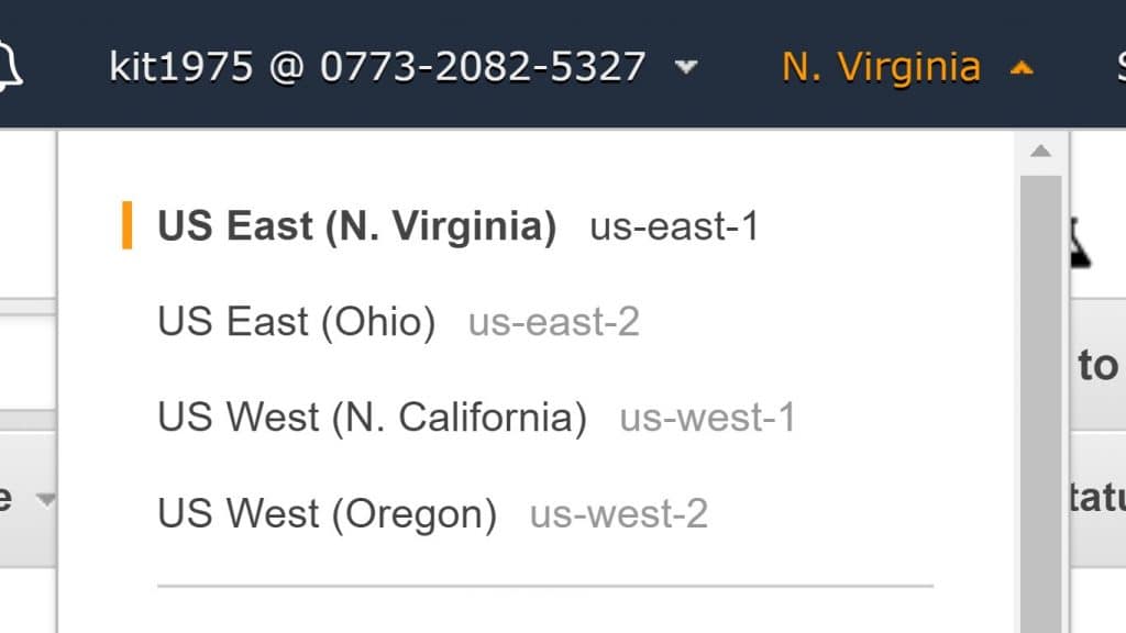 AWS Tagging - Select a Region