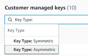 Asymmetric CMK - CMK Key Type Asymmetric