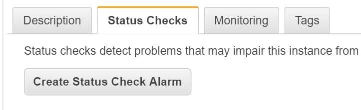 EC2 Instances Status Check Alarms - Click on Create Status Check Alarm