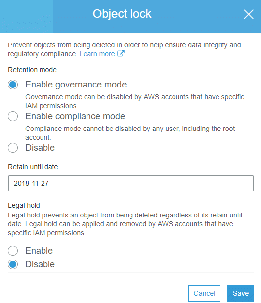 Locking an S3 Object - Change Object Lock Properties