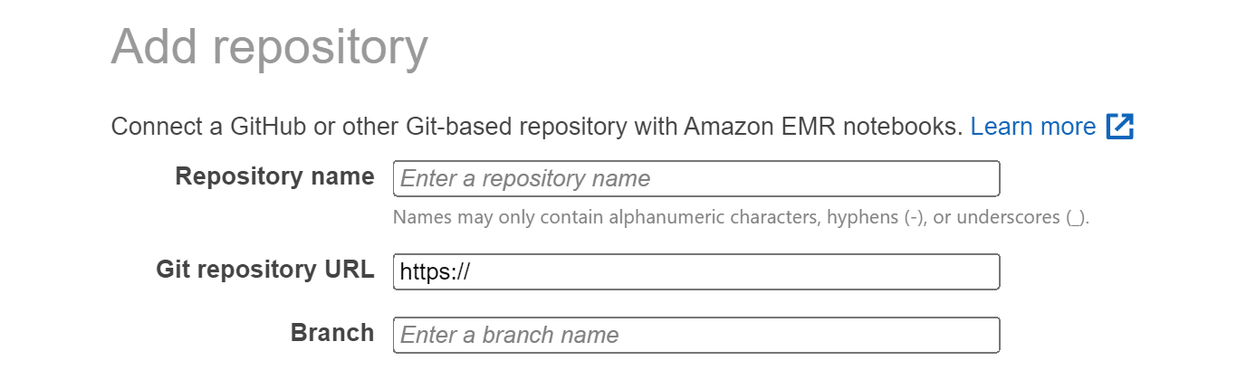 AWS EMR Add Git Repository - Add an EMR Git Repository