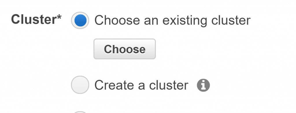 AWS EMR Create a Notebook - Select a Cluster for Notebook