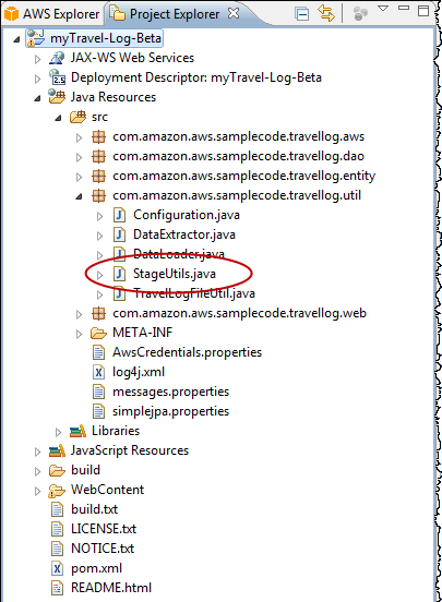 AWS Java Application - Project Explorer