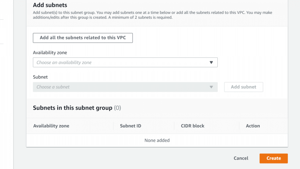 AWS Neptune Subnet Group - Add Subnets