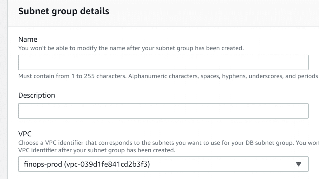 AWS Neptune Subnet Group - Subnet Group Details
