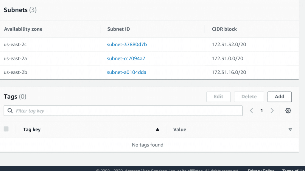 AWS Neptune Subnet Group - Subnet Group Name Tags