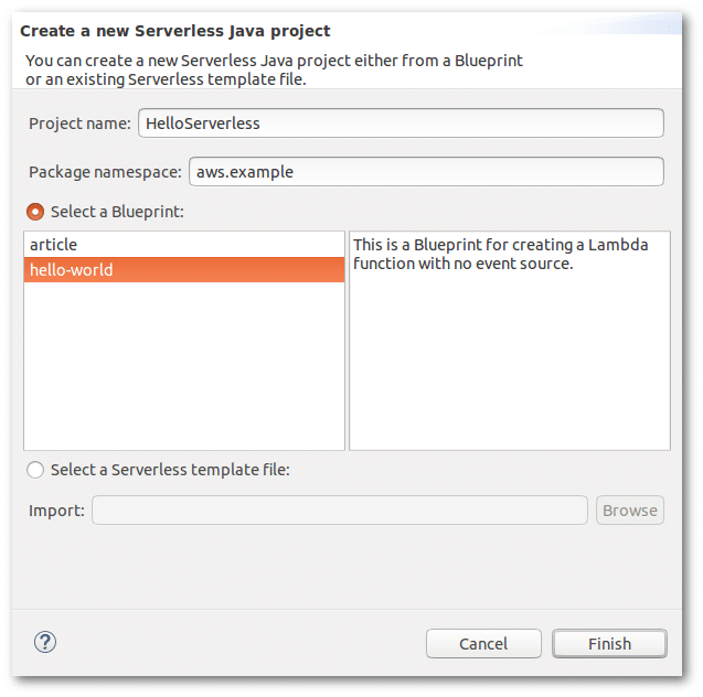 AWS Serverless Project - Create a New Serverless Java Project