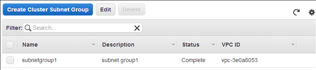 Manage Redshift Cluster Subnet Groups -Click Create Cluster Subnet Group