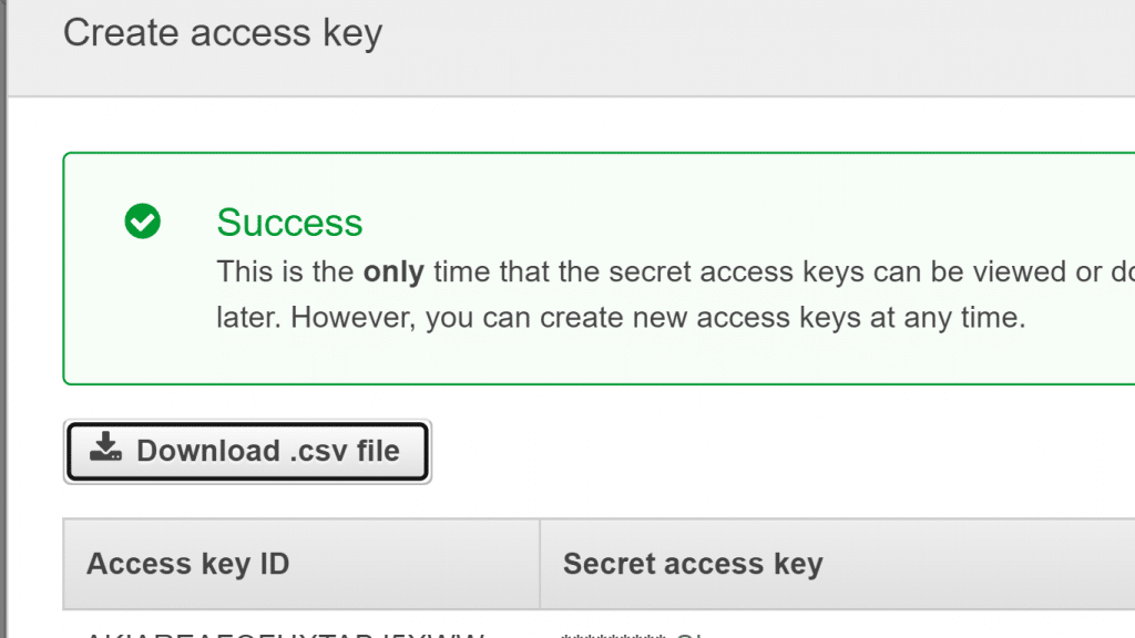 Setting AWS Credentials - Create Access Key