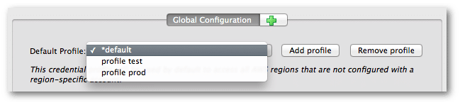 Setting AWS Credentials - Default Profile drop-down