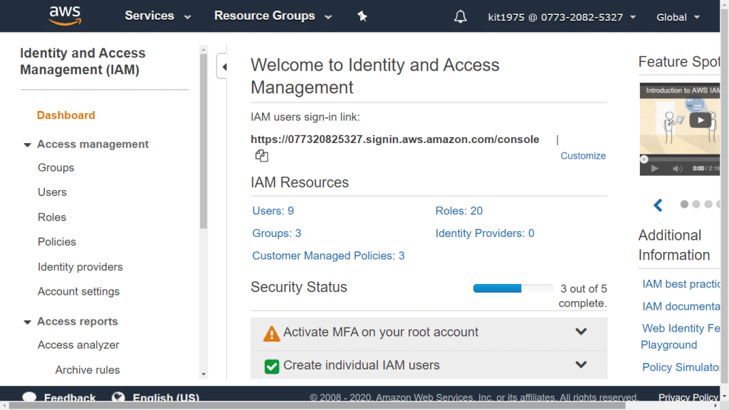 AWS CloudTrail Role - Dashboard