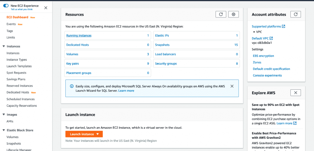 AWS EC2 Dashboard - The EC2 Dashboard