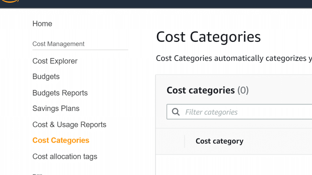 Cost Categories - Cost Categories Section