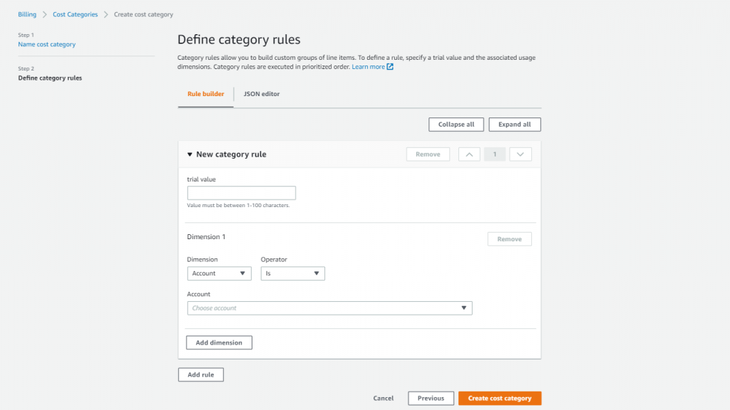 Cost Categories - Define Category Rules