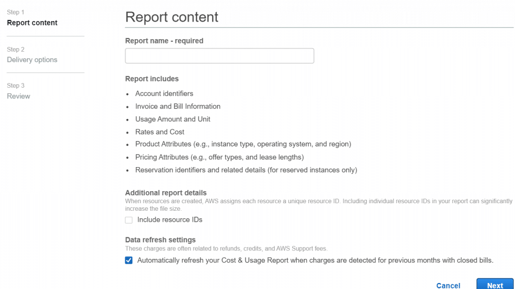 Cost and Usage Reports - Report Content