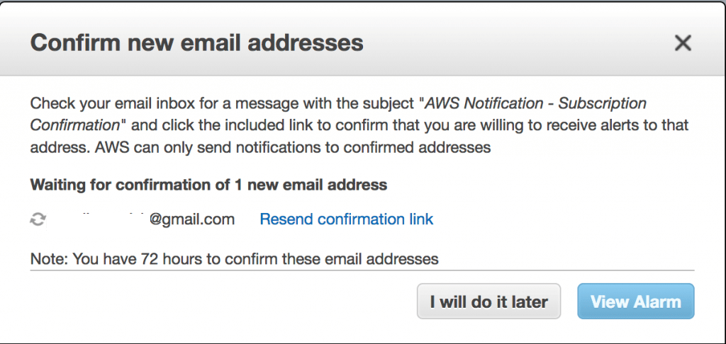 AWS Billing Alarms - Confirm Email