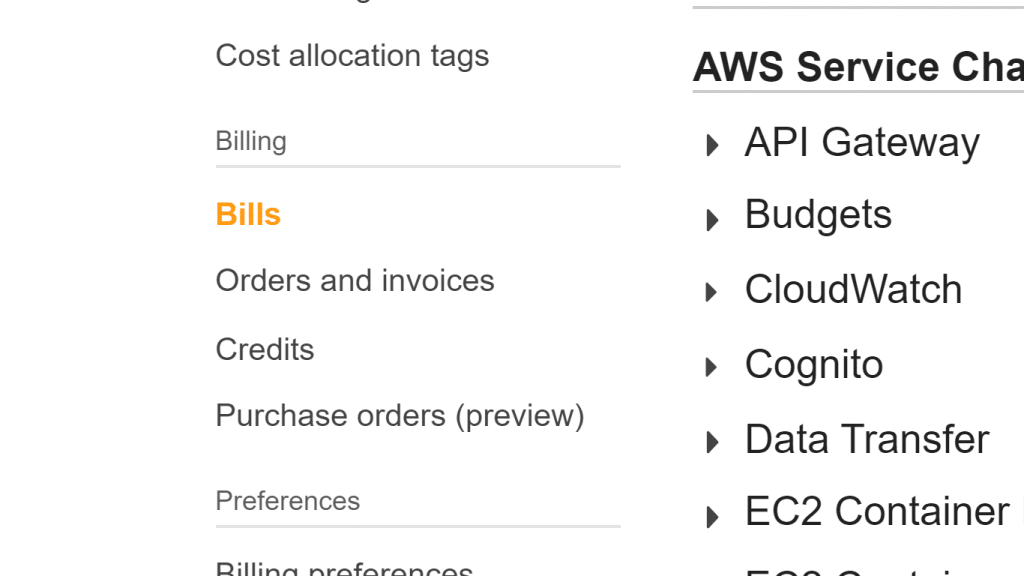 AWS Billing - Bills