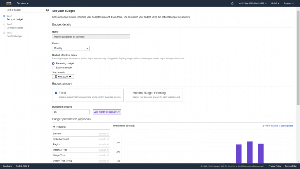 AWS Budgets Alerts - Change Parameters