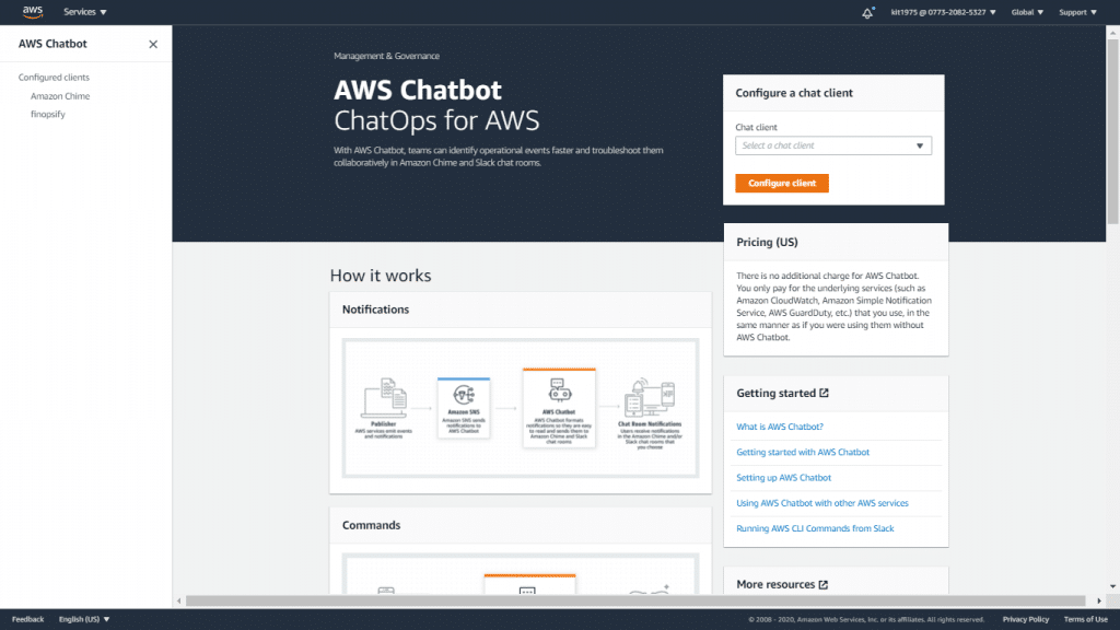 AWS Budgets Alerts - Chatbot Console