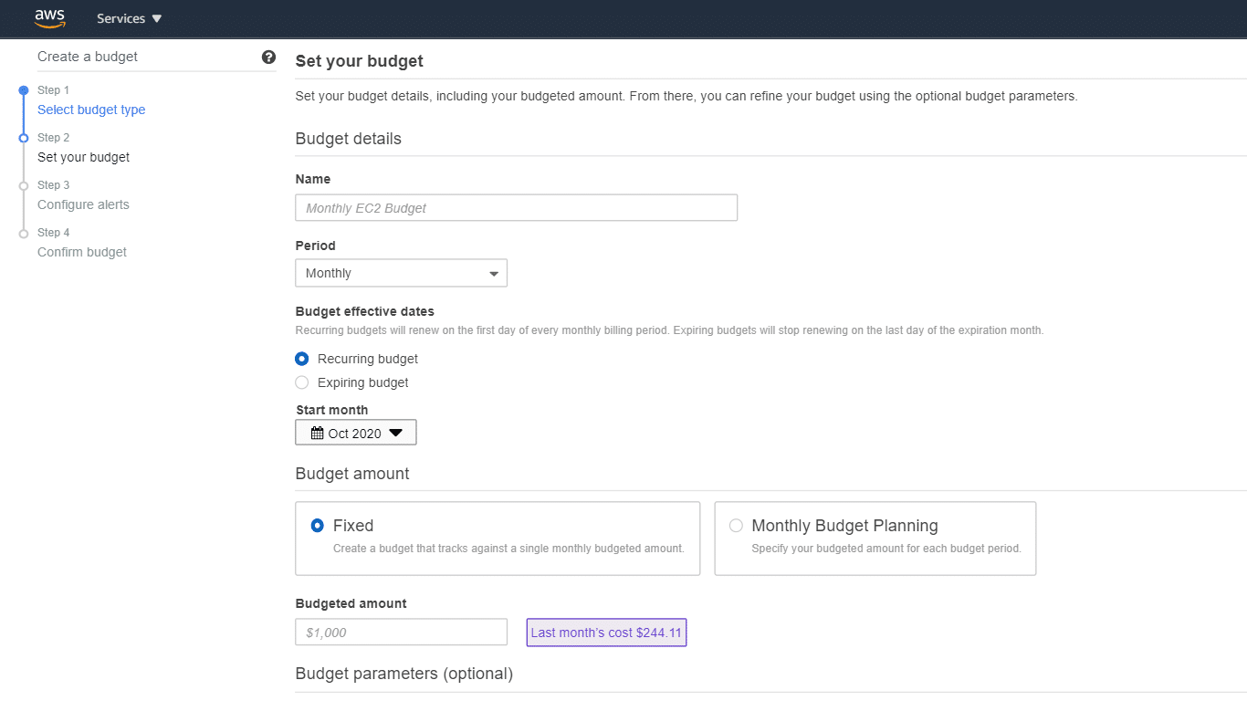 AWS Budgets - Set Your Budget