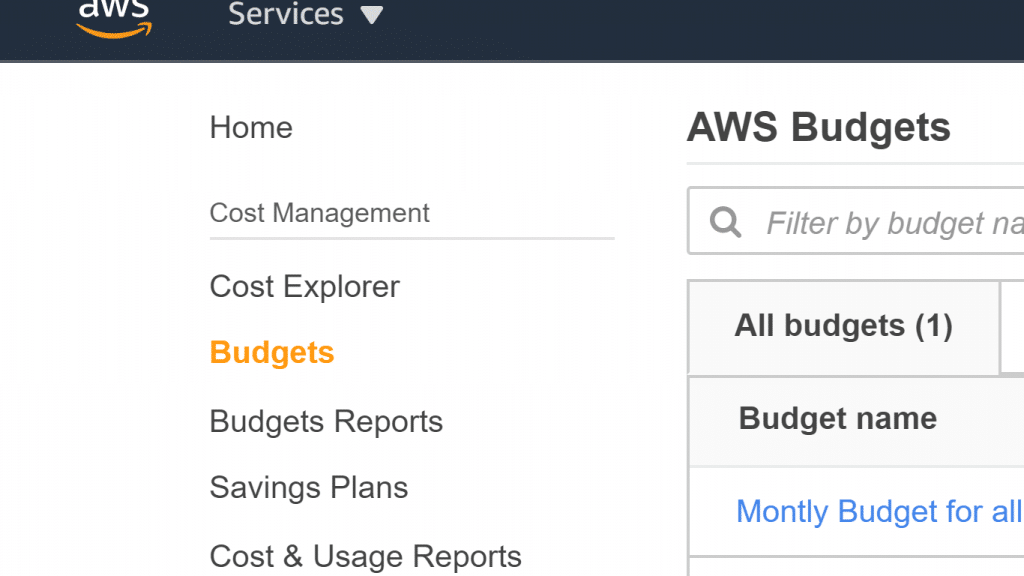 Manage AWS Budgets - Budgets