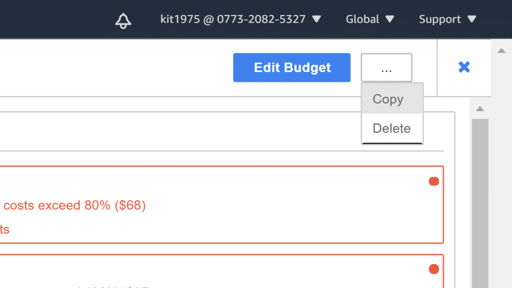 Manage AWS Budgets - Copy Budget