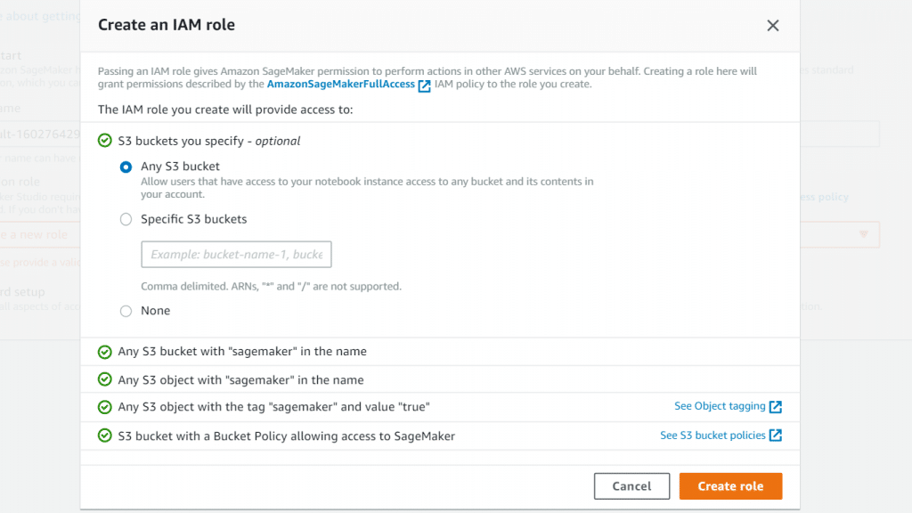 Onboard SageMaker Studio - Create IAM Role
