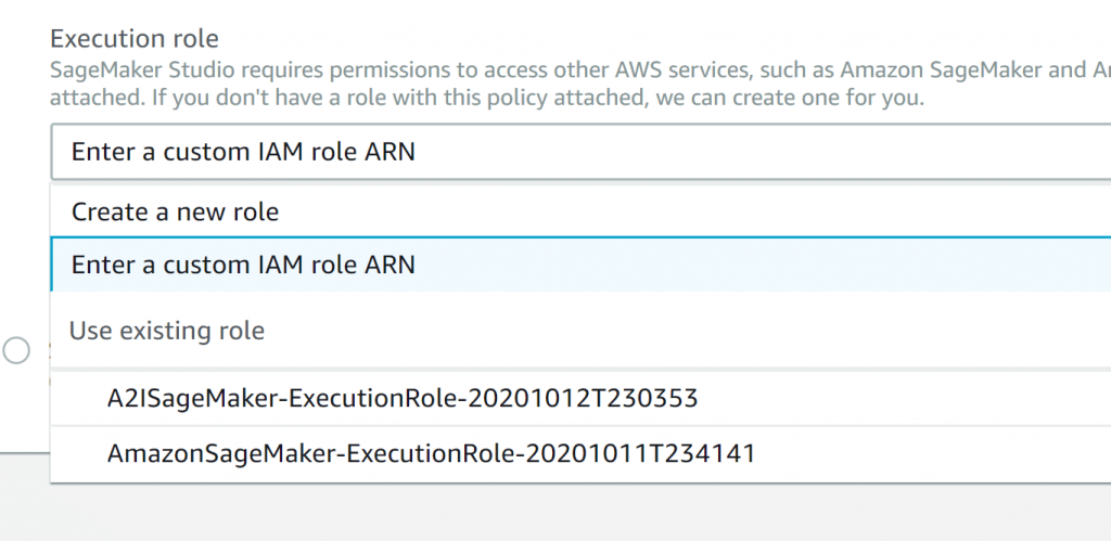 Onboard SageMaker Studio - Enter IAM Role