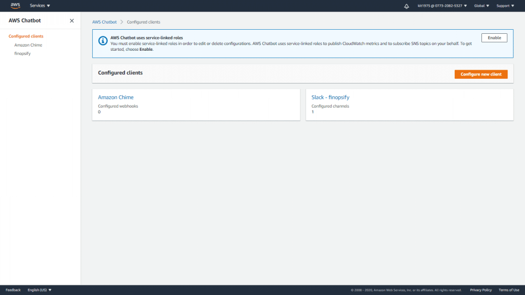 Configure a New Client - AWS Chatbot configure new client