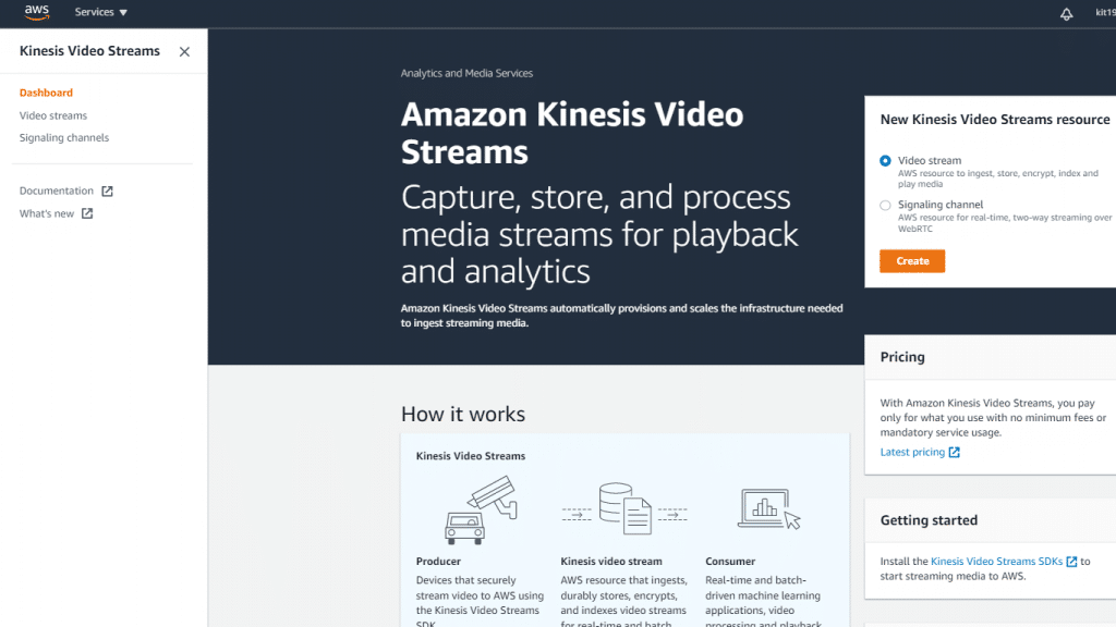 Create a Video Stream - Kinesis Video Streams