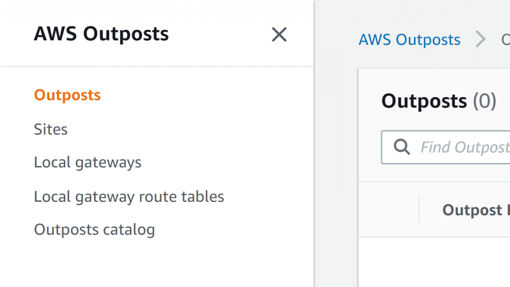 Create an AWS Outpost - Outposts section