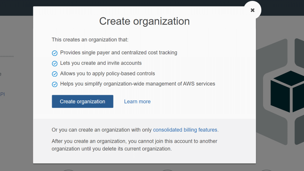 Create an Organization - Create Organization Confirmation
