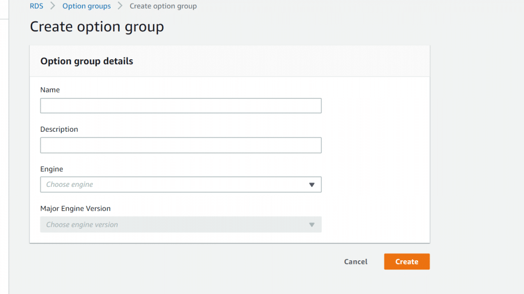 AWS RDS Option Group - Create Option Group